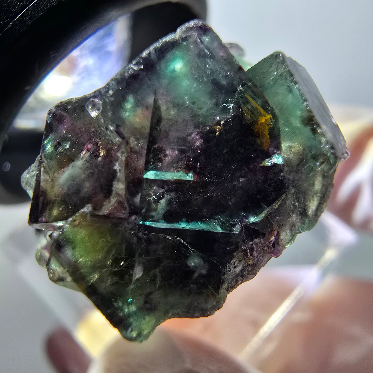 Rare spécimen de cube de fluorite fantôme, vert-violet, Okorusu, Namibie, 30*21*14 mm #11825 