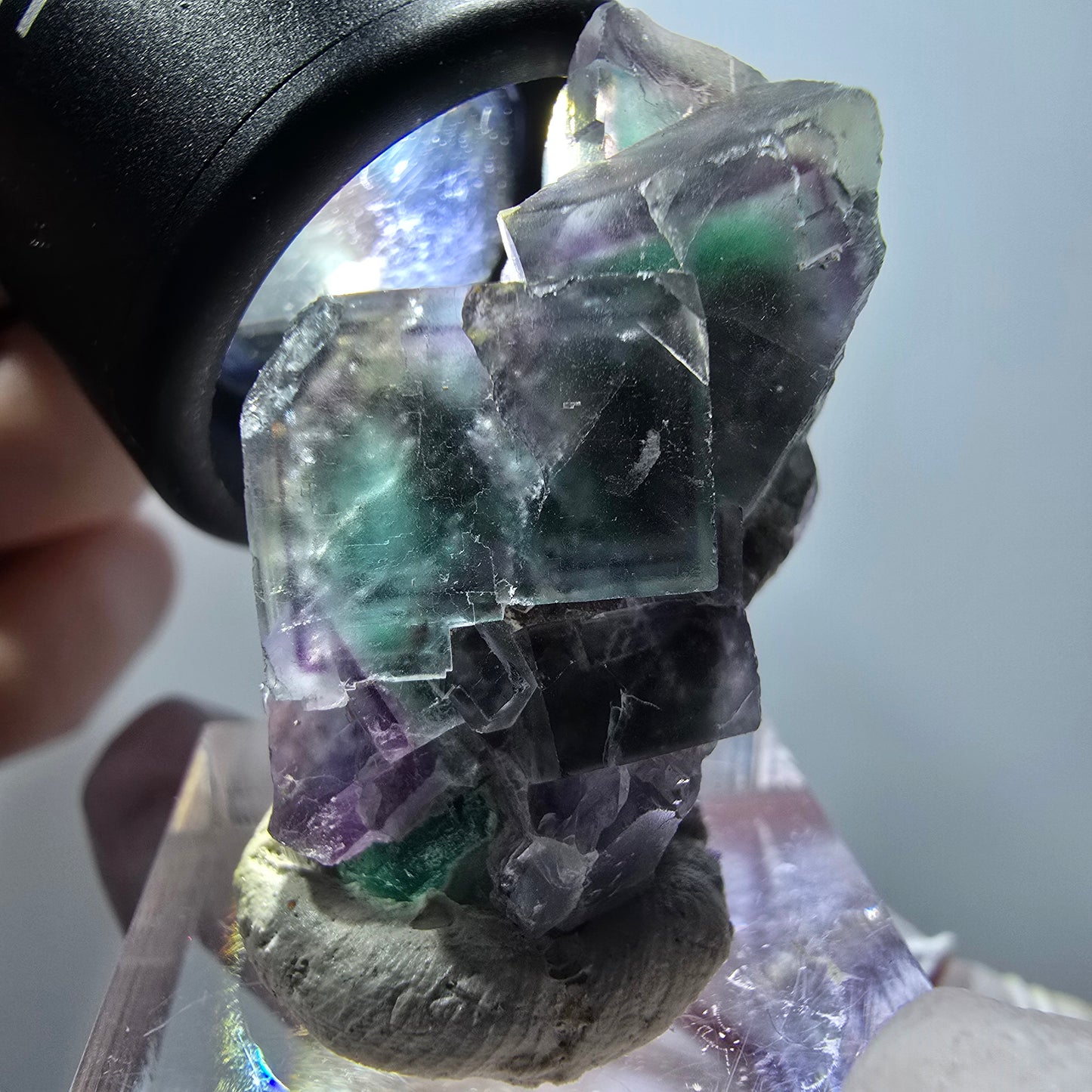 Seltene Phantom Fluorit Würfel Stufe, grün lila Okorusu, Namibia 36*21*15mm #11827