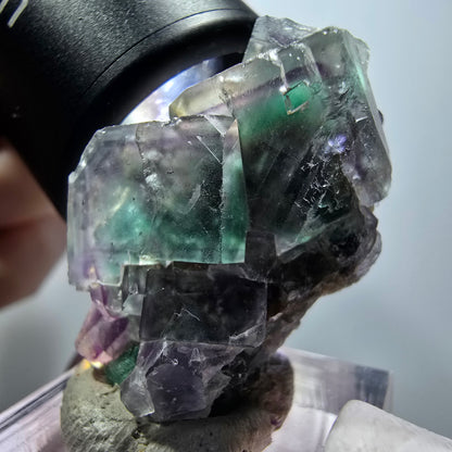 Seltene Phantom Fluorit Würfel Stufe, grün lila Okorusu, Namibia 36*21*15mm #11827