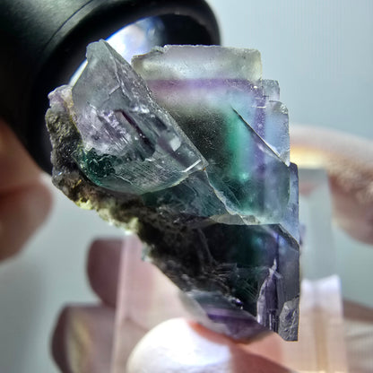 Seltene Phantom Fluorit Würfel Stufe, grün lila Okorusu, Namibia 36*21*15mm #11827