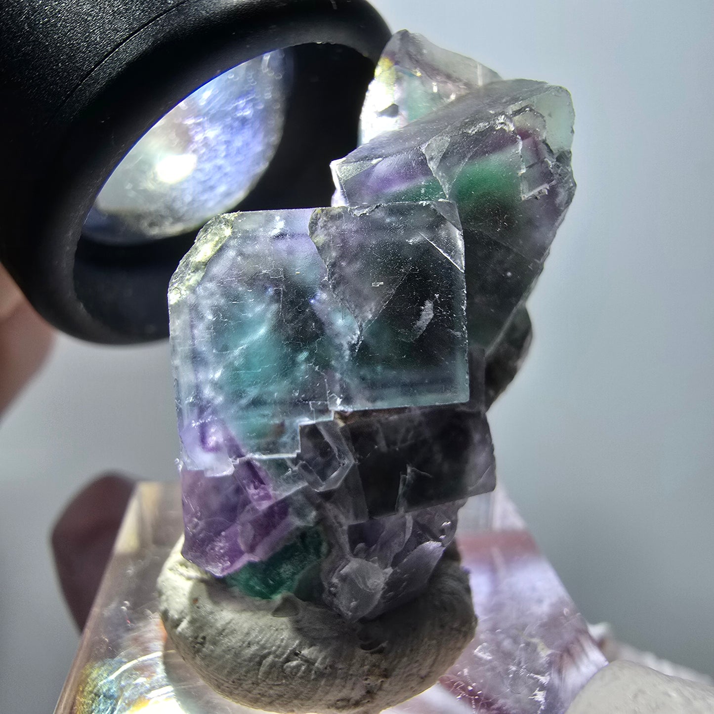 Seltene Phantom Fluorit Würfel Stufe, grün lila Okorusu, Namibia 36*21*15mm #11827
