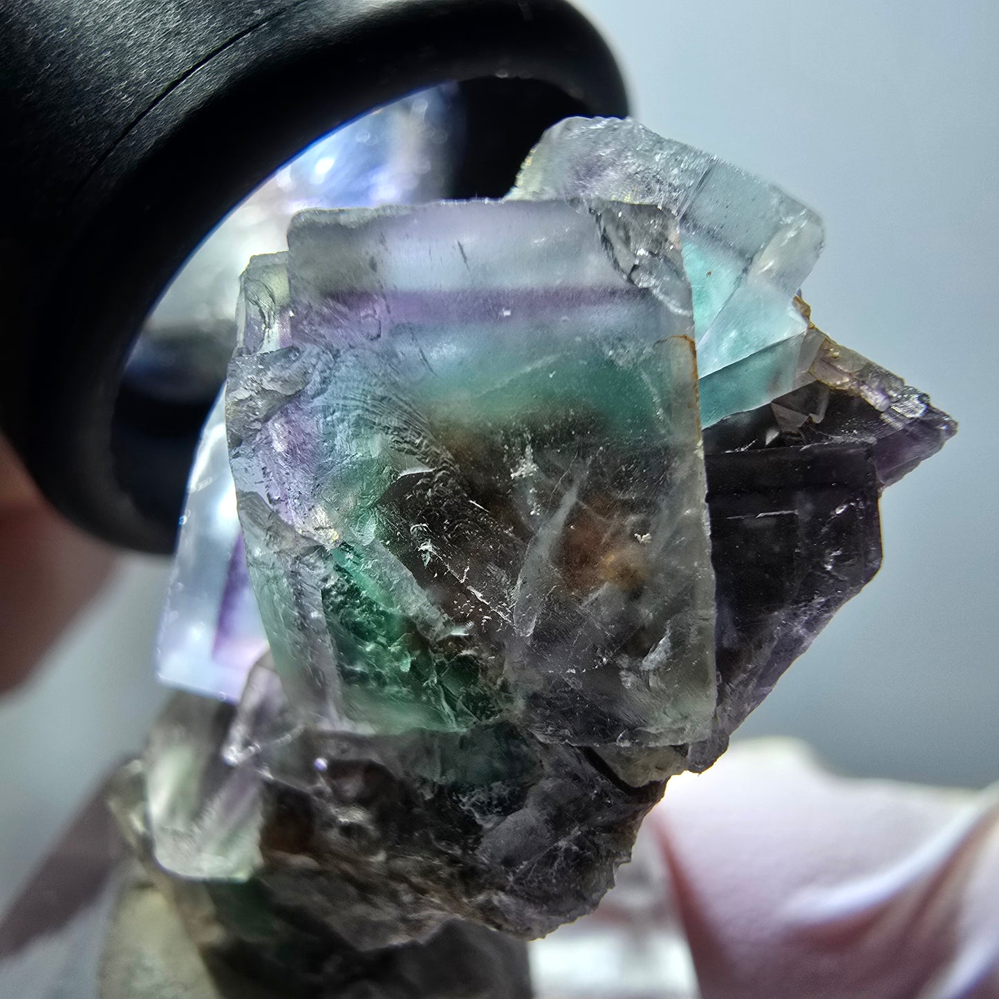 Seltene Phantom Fluorit Würfel Stufe, grün lila Okorusu, Namibia 36*21*15mm #11827