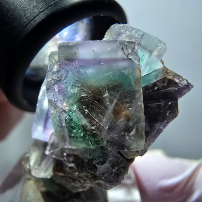 Seltene Phantom Fluorit Würfel Stufe, grün lila Okorusu, Namibia 36*21*15mm #11827