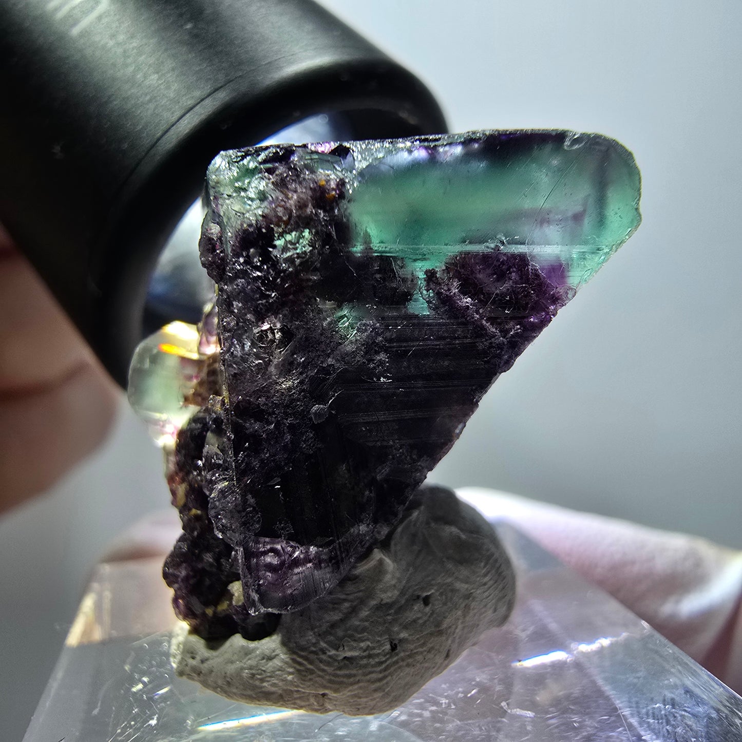 Rare spécimen de cube de fluorite fantôme, vert-violet, Okorusu, Namibie, 29*18*15 mm #11828 