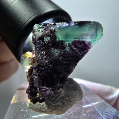 Rare spécimen de cube de fluorite fantôme, vert-violet, Okorusu, Namibie, 29*18*15 mm #11828 