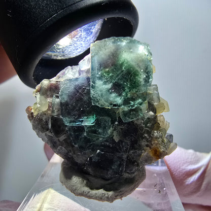 Rare Phantom Fluorite Cube, Quartz Specimen Green Purple Okorusu Namibia 31*29*15mm #11829 