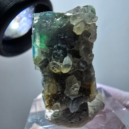 Rare Phantom Fluorite Cube, Quartz Specimen Green Purple Okorusu Namibia 31*29*15mm #11829 