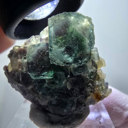 Rare Phantom Fluorite Cube, Quartz Specimen Green Purple Okorusu Namibia 31*29*15mm #11829 