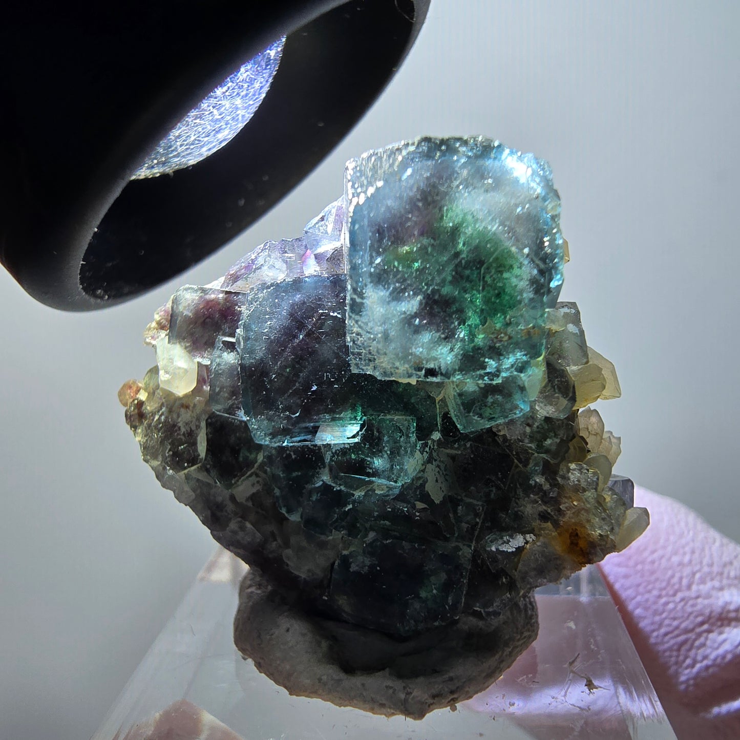 Rare Phantom Fluorite Cube, Quartz Specimen Green Purple Okorusu Namibia 31*29*15mm #11829 