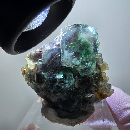 Rare Phantom Fluorite Cube, Quartz Specimen Green Purple Okorusu Namibia 31*29*15mm #11829 