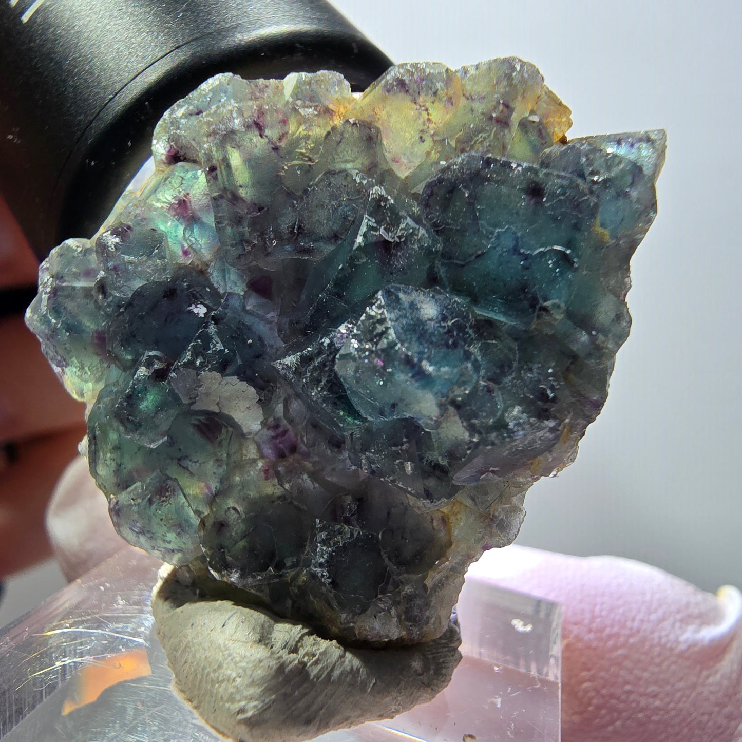 Rare spécimen de cube de fluorite fantôme, vert-violet, Okorusu, Namibie, 35*32*13 mm #11830 