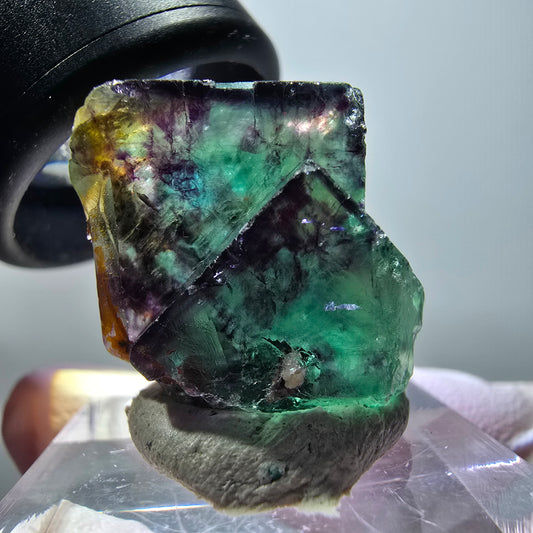 Rare phantom fluorite cube specimen, green-purple, Okorusu, Namibia, 21*23*20mm #11832 