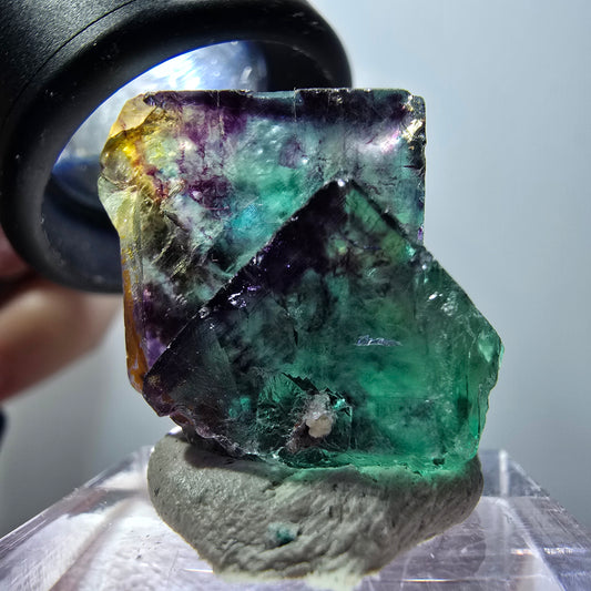 Rare spécimen de cube de fluorite fantôme, vert-violet, Okorusu, Namibie, 21*23*20 mm #11832