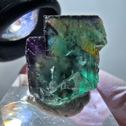 Rare phantom fluorite cube specimen, green-purple, Okorusu, Namibia, 21*23*20mm #11832 