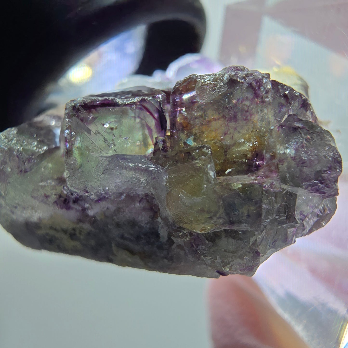 Rare spécimen de cube de fluorite fantôme, vert-violet, Okorusu, Namibie, 31*26*12 mm #11833 