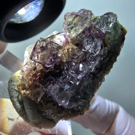 Rare phantom fluorite cube specimen, green-purple, Okorusu, Namibia, 32*28*16mm #11834 