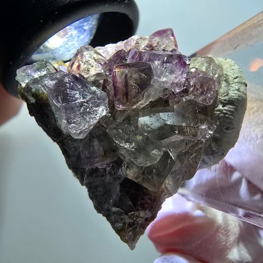 Rare phantom fluorite cube specimen, green-purple, Okorusu, Namibia, 32*28*16mm #11834 