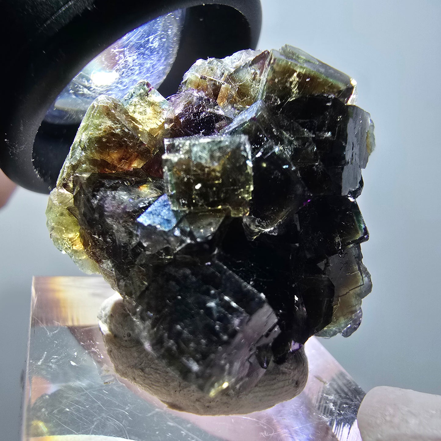 Rare spécimen de cube de fluorite fantôme, vert-violet, Okorusu, Namibie, 31*29*18 mm #11835 