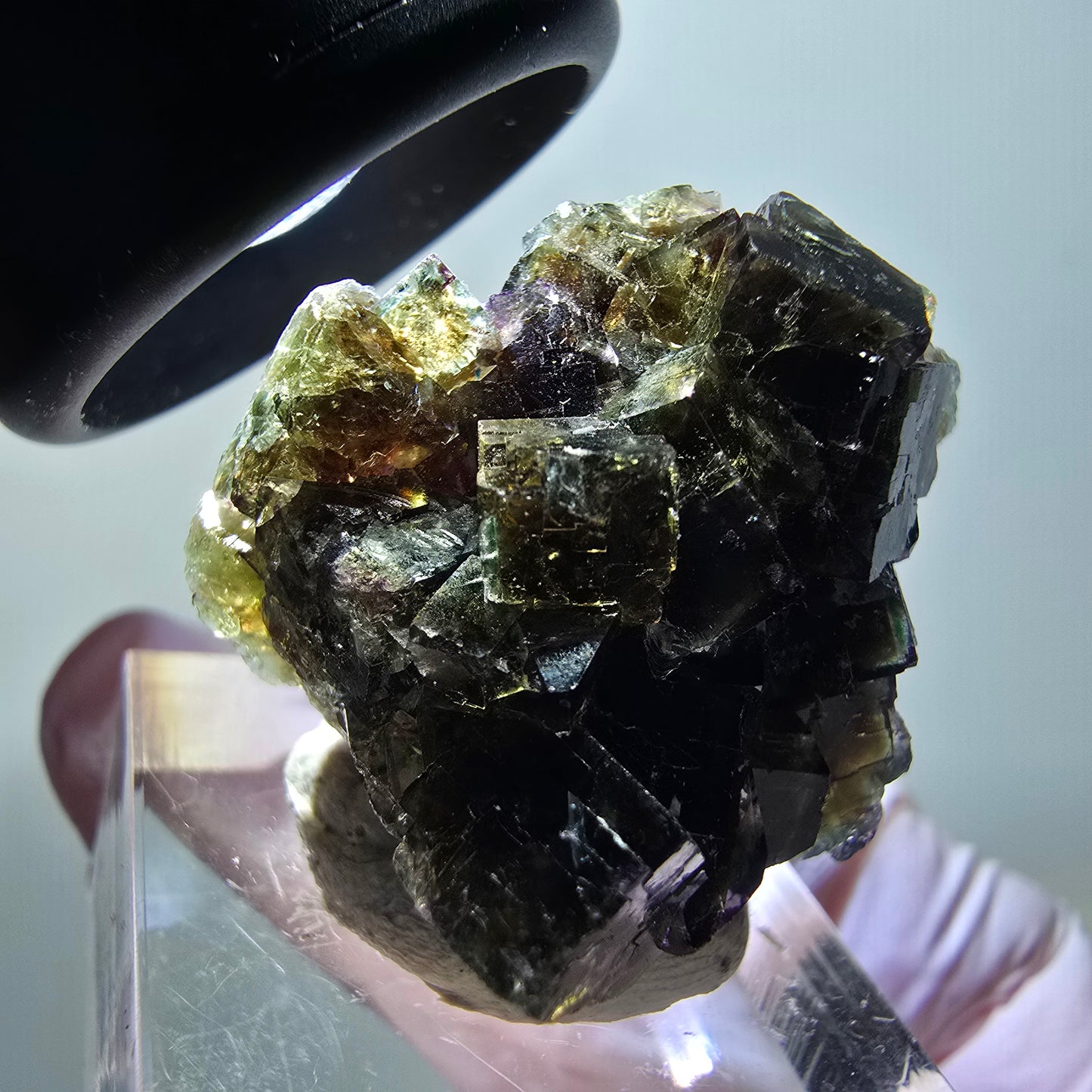 Rare spécimen de cube de fluorite fantôme, vert-violet, Okorusu, Namibie, 31*29*18 mm #11835 