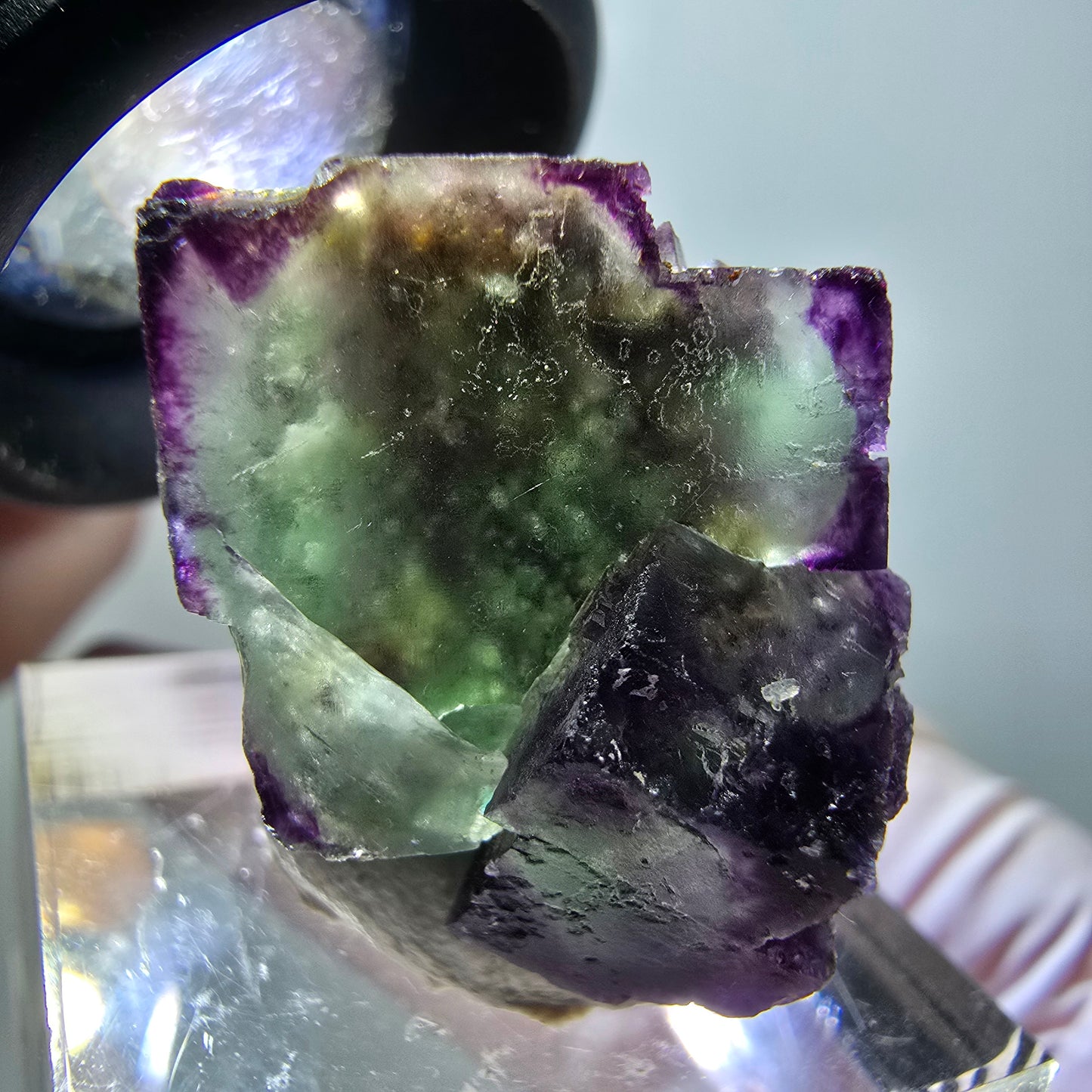 Rare spécimen de cube de fluorite fantôme, vert-violet, Okorusu, Namibie, 31*20*19 mm #11836 