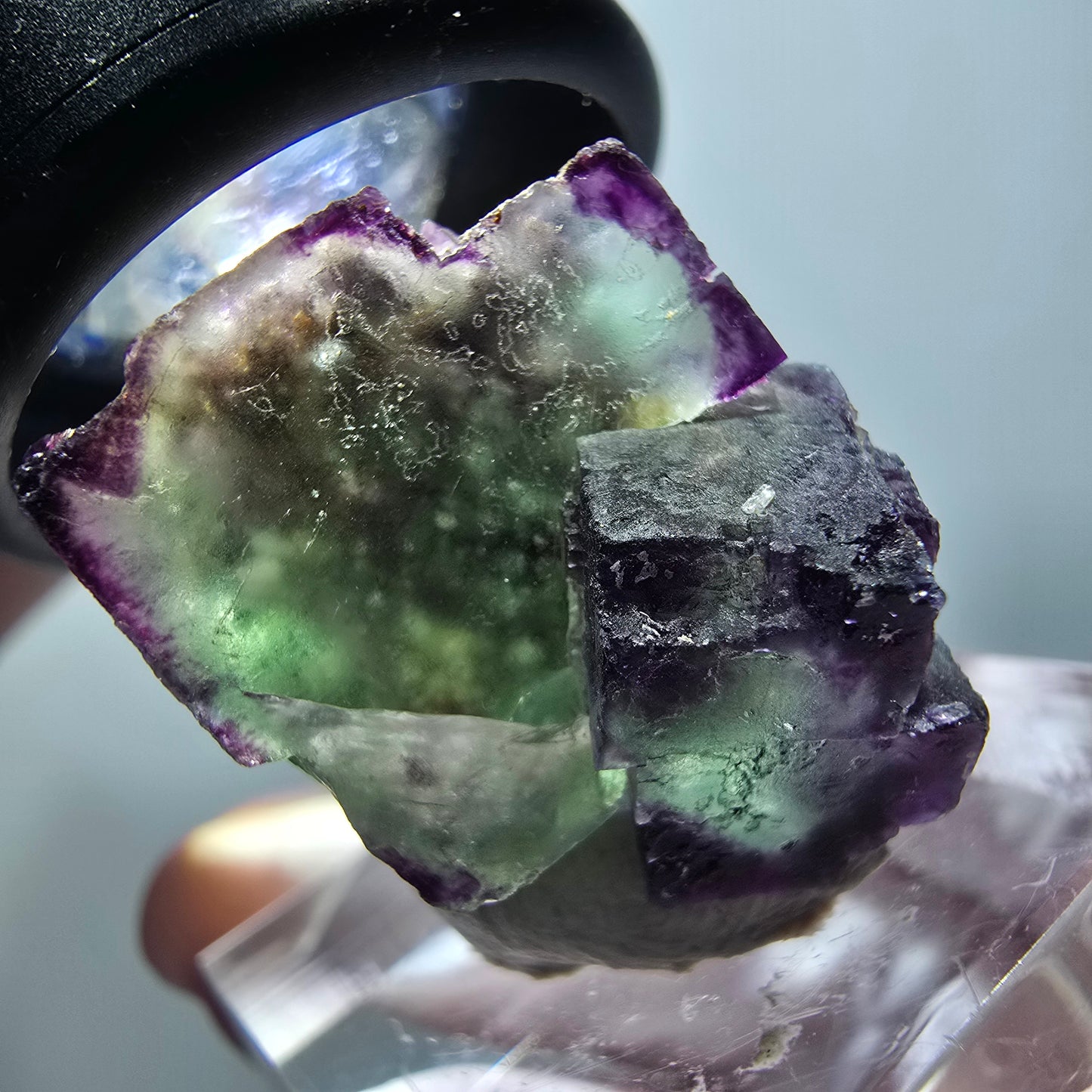 Rare spécimen de cube de fluorite fantôme, vert-violet, Okorusu, Namibie, 31*20*19 mm #11836 