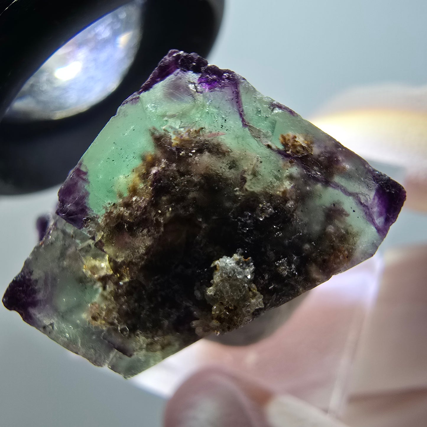 Rare spécimen de cube de fluorite fantôme, vert-violet, Okorusu, Namibie, 31*20*19 mm #11836 