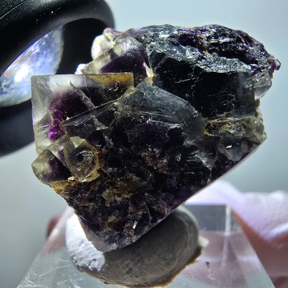 Rare phantom fluorite cube specimen, green-purple, Okorusu, Namibia, 33*25*20mm #11837 