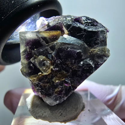 Rare phantom fluorite cube specimen, green-purple, Okorusu, Namibia, 33*25*20mm #11837 