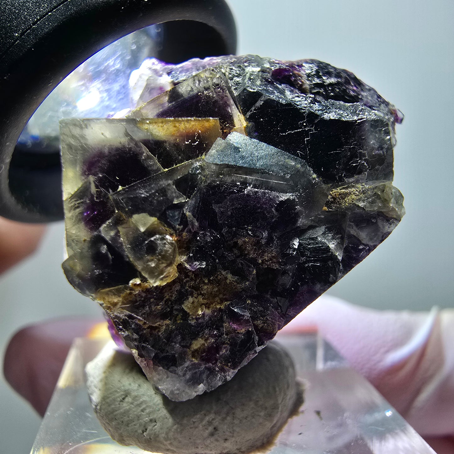 Rare phantom fluorite cube specimen, green-purple, Okorusu, Namibia, 33*25*20mm #11837 
