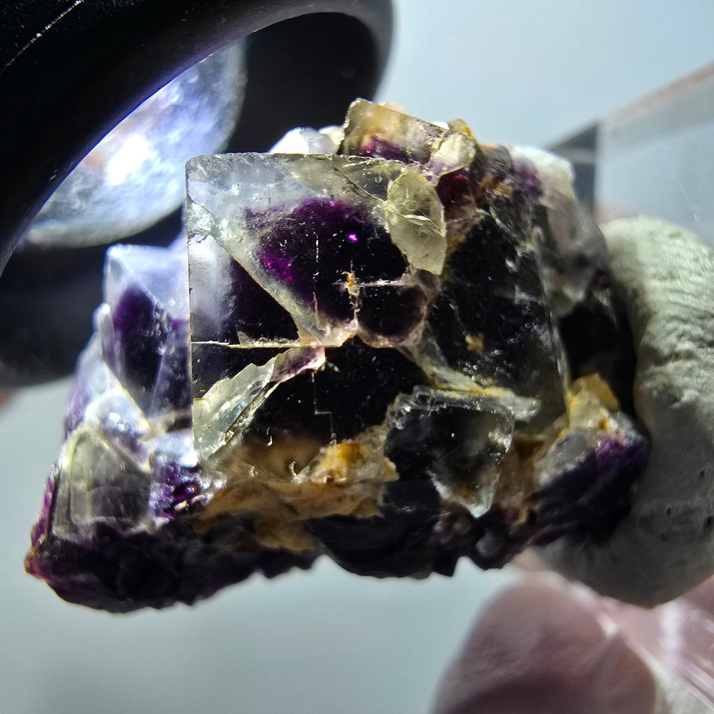 Rare phantom fluorite cube specimen, green-purple, Okorusu, Namibia, 33*25*20mm #11837 