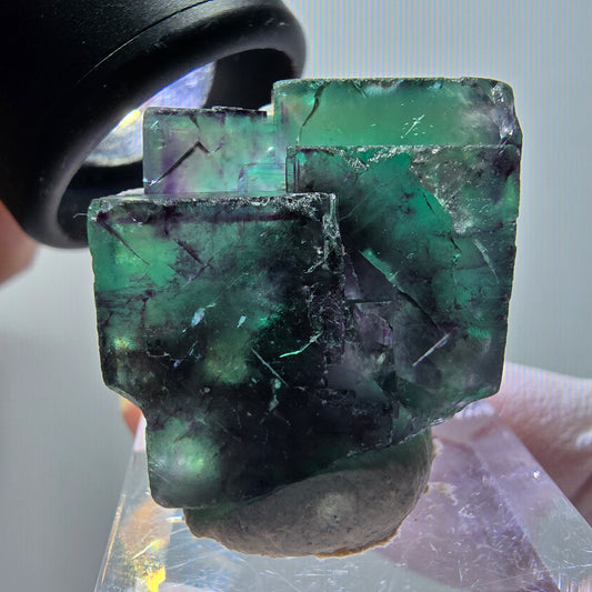 Rare phantom fluorite cube specimen, green-purple, Okorusu, Namibia, 33*28*17mm #11838 