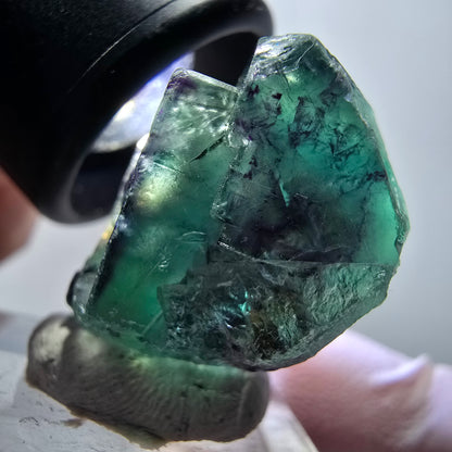 Rare spécimen de cube de fluorite fantôme, vert-violet, Okorusu, Namibie, 33*28*17mm #11838 