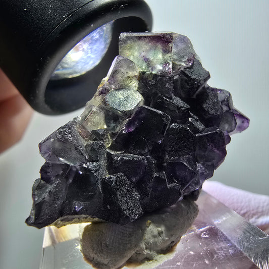 Rare spécimen de cube de fluorite fantôme, vert-violet, Erongo, Namibie, 35*29*11 mm #11839 