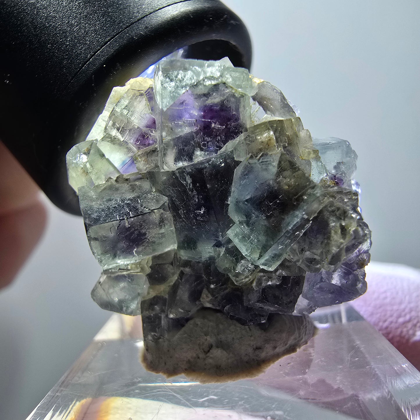 Rare spécimen de cube de fluorite fantôme, vert-violet, Okorusu, Namibie, 27*23*15mm #11840 