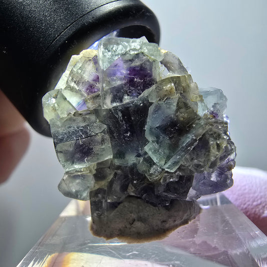 Rare phantom fluorite cube specimen, green-purple, Okorusu, Namibia, 27*23*15mm #11840 