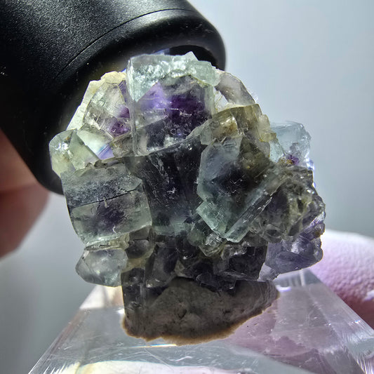 Rare phantom fluorite cube specimen, green-purple, Okorusu, Namibia, 27*23*15mm #11840 