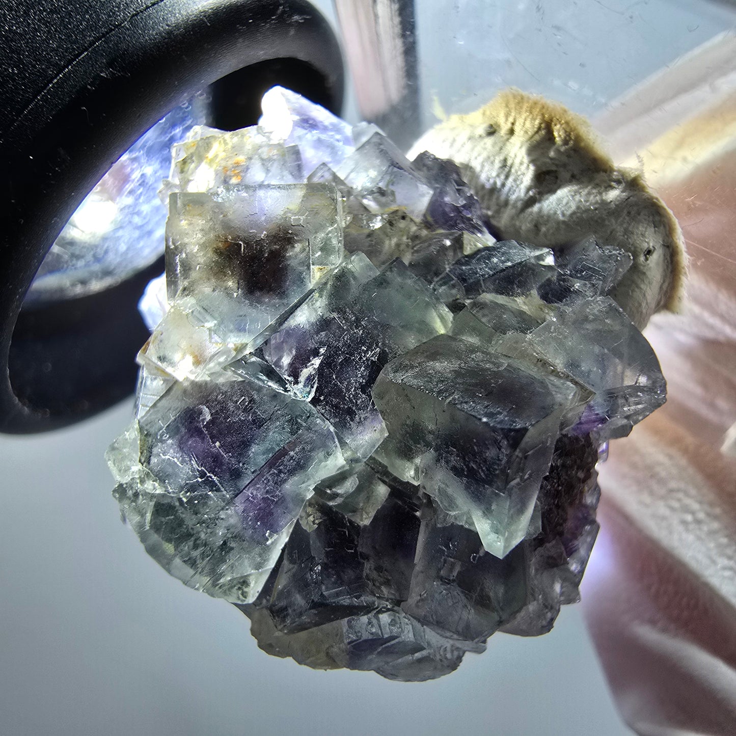 Rare spécimen de cube de fluorite fantôme, vert-violet, Okorusu, Namibie, 27*23*15mm #11840 