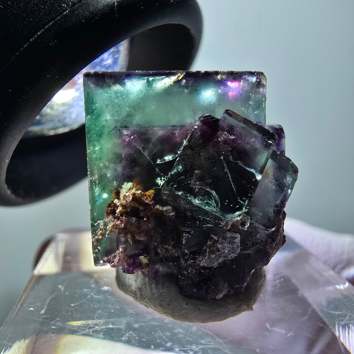 Rare spécimen de cube de fluorite fantôme, vert-violet, Okorusu, Namibie, 17*16*16 mm #11841 