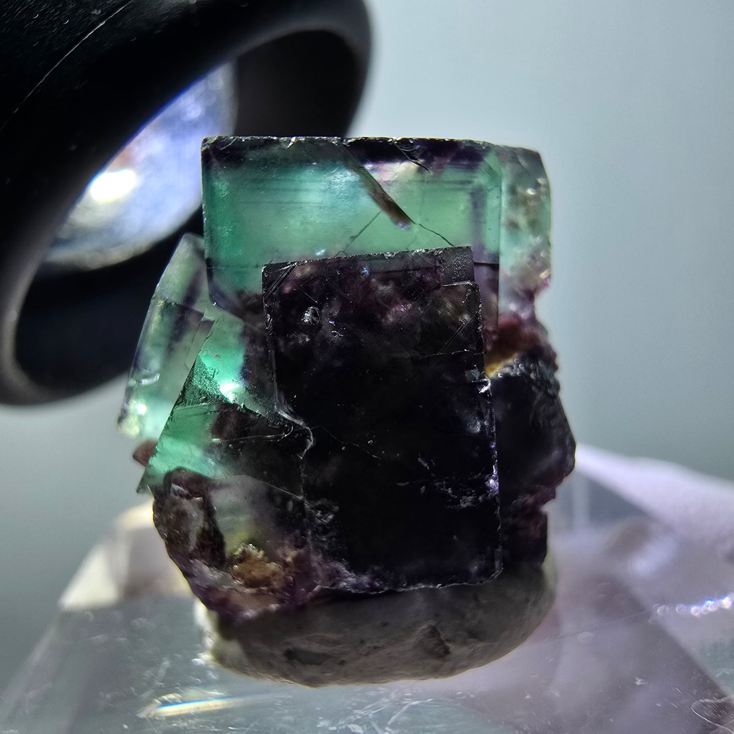 Rare spécimen de cube de fluorite fantôme, vert-violet, Okorusu, Namibie, 17*16*16 mm #11841 