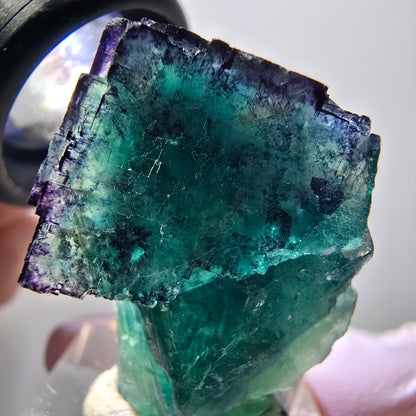 Rare Phantom Fluorite Cube Specimen, Green Purple 11:11 Angel Pocket, Namibia 32*31*22mm #11842 