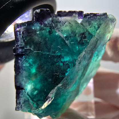 Rare Phantom Fluorite Cube Specimen, Green Purple 11:11 Angel Pocket, Namibia 32*31*22mm #11842 