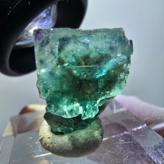 Rare phantom fluorite cube specimen, green-purple, Okorusu, Namibia, 23*14*17mm #11843 