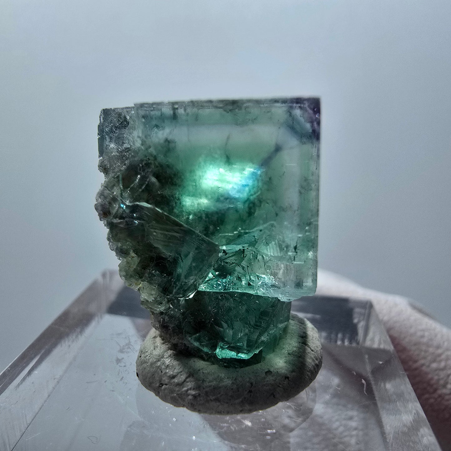 Rare spécimen de cube de fluorite fantôme, vert-violet, Okorusu, Namibie, 23*14*17 mm #11843 