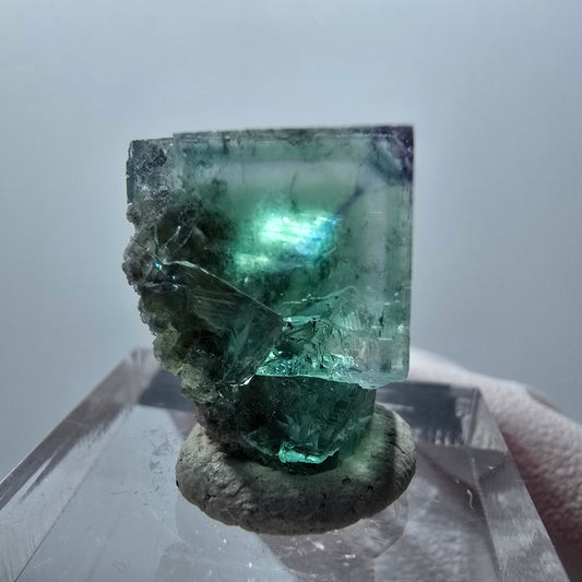 Rare phantom fluorite cube specimen, green-purple, Okorusu, Namibia, 23*14*17mm #11843 