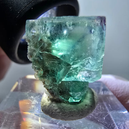 Rare spécimen de cube de fluorite fantôme, vert-violet, Okorusu, Namibie, 23*14*17 mm #11843 