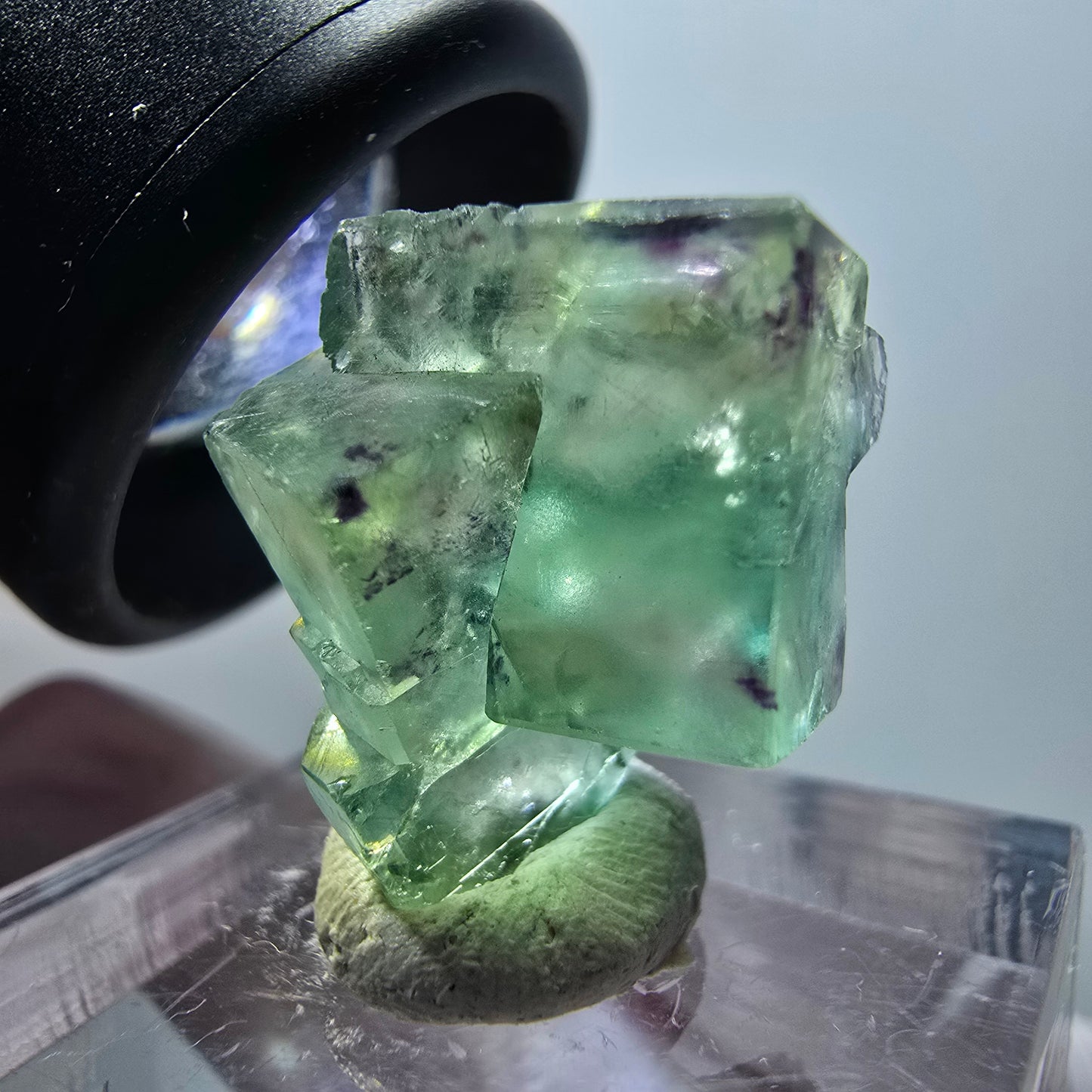 Rare spécimen de cube de fluorite fantôme, vert-violet, Okorusu, Namibie, 19*18*10 mm #11844 