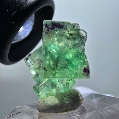Rare spécimen de cube de fluorite fantôme, vert-violet, Okorusu, Namibie, 19*18*10 mm #11844 