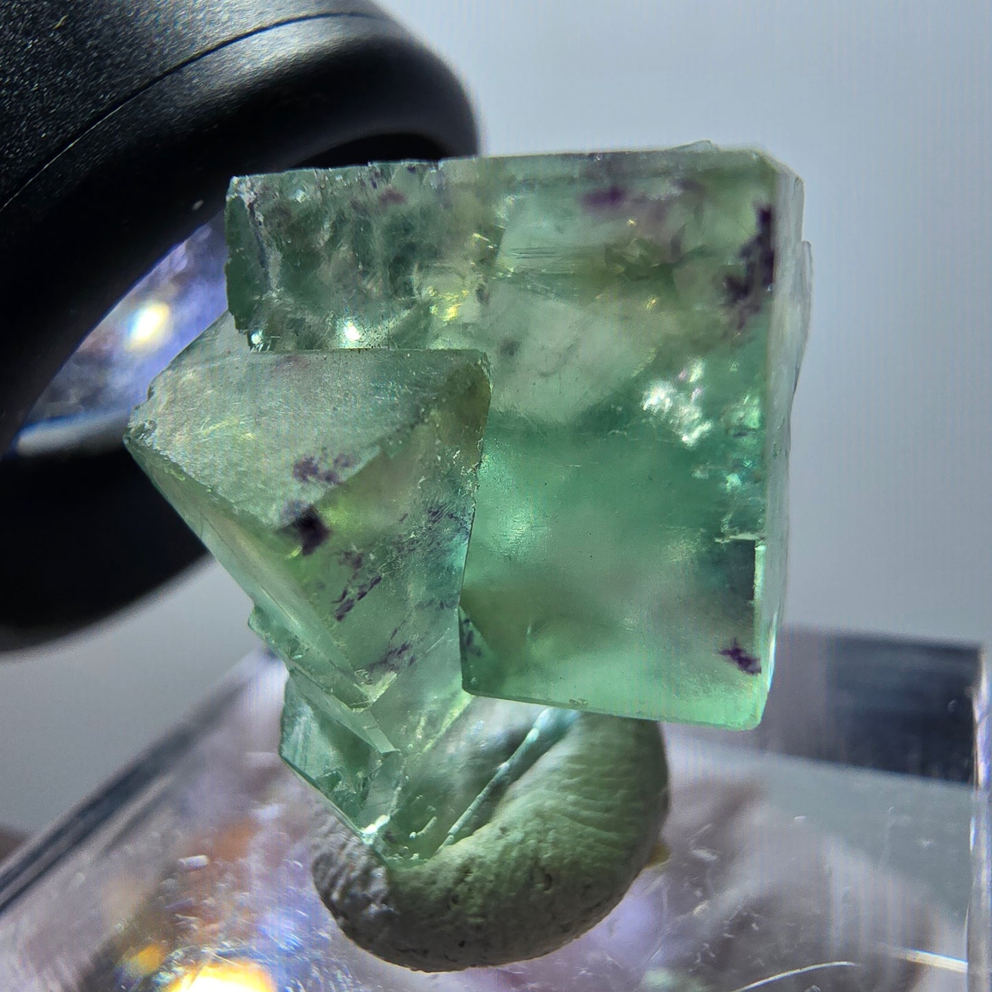 Rare spécimen de cube de fluorite fantôme, vert-violet, Okorusu, Namibie, 19*18*10 mm #11844 