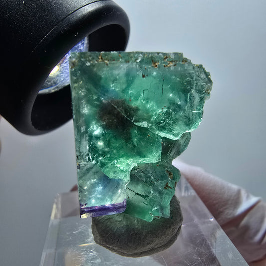 Rare phantom fluorite cube specimen, green-purple, Okorusu, Namibia, 27*19*15mm #11846 