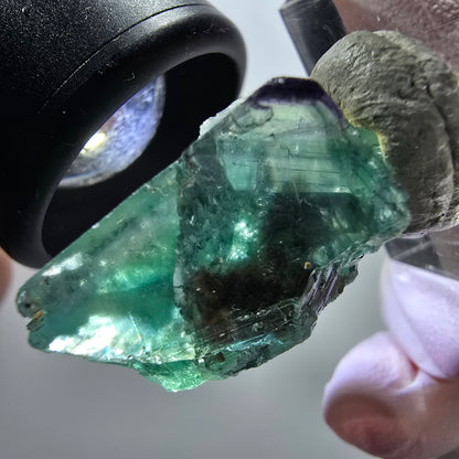 Rare spécimen de cube de fluorite fantôme, vert-violet, Okorusu, Namibie, 27*19*15mm #11846 